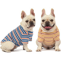 Knuffelen Dog Shirts Cotton Striped T-Shirt, Summer Pet Clothes For Small Dogs, 2-Pack Soft Puppy Apparel Cat Tee, Breathable Stretchy, Blue Yellow Xxl