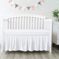 Crib Bed Skirt 4 Sides Pleated Dust Ruffle For Baby Boys Girls Elastic Adjustable Fit Toddler Bedskirt Easy On/Off Soft Nursery Standard Crib Bedding Skirts Solid White Crib Skirt