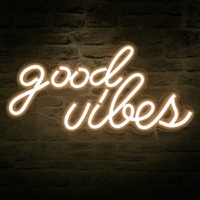 Decanit Good Vibes Neon Sign For Wall Decor,Powered By Usb Neon Light For Bedroom Decor, Warm White Color,16.1"X 8.3"X 0.6"