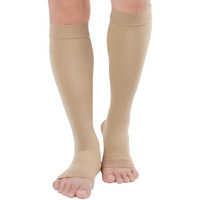 Tofly Knee High Compression Stockings, Open-Toe, Firm Support 15-20Mmhg Opaque Maternity Pregnancy Compression Socks, Ankle & Arch Support, Swelling, Varicose Veins, Edema Beige Xl