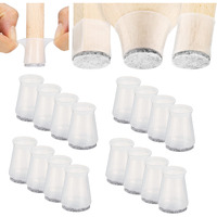 Aneaseit Chair Leg Floor Protectors - 1" X 16 Pcs Clear - Felt Bottom Silicone Pads For Hardwood Floors & Furniture Feet - Rubber Caps For Chairs - X-Small