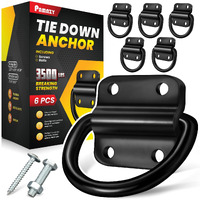 Pamazy 6Pcs Heavy Duty Steel D Rings Tie Down Anchors, Ultra Durable 3500 Pound Breaking Strength Surface Mount Hooks Securing Cargo For Trailer, Truck Bed, With Screws & Bolts
