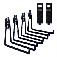 Garage Hooks, 4 Pack Wall Mount Storage Hanger With 2 Extension Cord Holder Organizer, Heavy-Duty 7.5 Inch Long Hooks For Ladder, Ski, Sports, Utility, Garden Tool, Hose Storage Rack Organizer