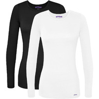 Sivvan Scrubs For Women - Long Sleeve Comfort Underscrub Tee 2-Pack - S85002 - Black/White - M