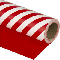 Wrapaholic Reversible Wrapping Paper - Red And Stripes Design For Birthday, Holiday, Wedding, Baby Shower Wrap - 30 Inch X 33 Feet