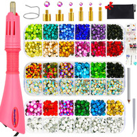 Worthofbest Hotfix Rhinestone Setter, Hot Fix Applicator Tool Bedazzler Kit With Rhinestones, Kit, Hot Fixed Wand For Clothes Clothing Fabric Crafts, 4080Pcs, Ab Crystal, Clear, 3 Gems Sizes, Tips
