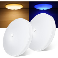 Obeaming 2 Pack Rv Interior Ceiling Dome Light 4.5 Inch, Press Dimmer Switch & Blue Nightlight,12V Dimmable Puck Light For Motorhome Trailer Fifth Wheel Truck Coach Enclosed Trailer(3000K)