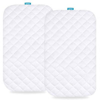 Bassinet Mattress Pad Cover Compatible With Amke 3 In 1 Baby Bassinet(35" X 20"), Tcbunny 2-In-1 And Evolur Stellar Bassinet, 2 Pack, Waterproof, Ultra Soft Bamboo Surface, Breathable And Easy Care