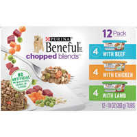 Purina Beneful Wet Dog Food Variety Pack, Chopped Blends - (12) 10 Oz. Tubs