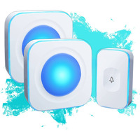 Wireless Doorbell 1200 Feet Waterproof Door Bell With Flash Led Light 36 Melodies 4 Volume Levels (2 Receivers& 1 Touch Button, White Jsieem)