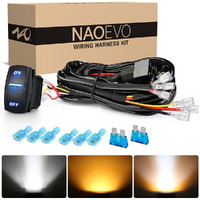 Naoevo 16Awg 160W Wiring Harness, Customized For Naoevo 6 Modes Light Bar, 8 Pin 12V 40A Relay On-Off Rocker Switch For Change Modes-2 Leads 12Ft