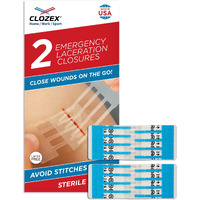 Clozex Emergency Laceration Closures - Repair Wounds Without Stitches, Fsa Hsa Eligible Skin Closure Device For 2 Individual Wounds Or Combine For Total Length Of 2 Inches