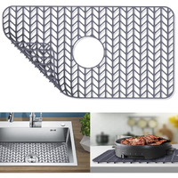 Silicone Sink Protectors For Kitchen Sink, Guukin 26''X 14'' Sink Mat Grid For Bottom Of Farmhouse Stainless Steel Porcelain Sink With Center Drain (Grey)