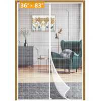 Yotache White Mesh Door Screen With Magnets Fits Door Size 36 X 83, Screen Size 38" X 84" With Full Frame Hook&Loop Strip And Special Windproof Hasp Design