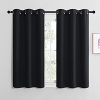 Nicetown Halloween Blackout Draperies Window Curtain Panels, Autumn/Winter Thermal Insulated Solid Grommet Blackout Curtains/Drapes For Cafe (Set Of 2, 42 Inches By 48 Inches, Black)