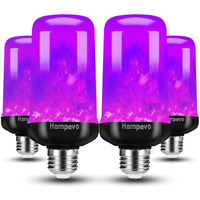 Hompavo ?Upgraded? Led Flame Light Bulbs Halloween Decorations, 4 Modes Flickering Light Bulbs With Upside Down Effect, E26/E27 Base Flame Bulb For Christmas Party Home Indoor & Outdoor (4 Pack)