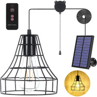 Yumamei Solar Pendant Lights, Solar Powered Shed Light With Pull Cord And Remote For Outdoor Indoor, Solar Chandelier, Gazebo Lights With Adjustable Solar Panel For Yard Patio Balcony Barn Garage