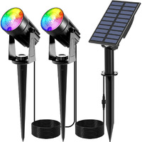 T-Sunus Color Changing Solar Spot Lights Outdoor, Rgb Led Landscape Lights Ip65 Waterproof Solar Garden Pathway Lights Trees Lights