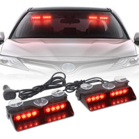 Xridonsen 2 In 1 Red Emergency Dash Lights Warning Safety Flashing Interior Windshield Strobe Lights W/Suction Cups For Volunteer Firefighter Vehicles Trucks (27.16 Inch, 16 Led)