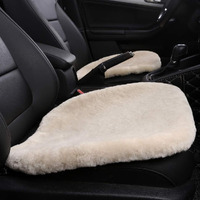 Mlovesie Genuine Sheepskin Auto Seat Pad, Australian Soft Wool Seat Cover Comfort Warm With Non-Slip Backing Universal Fit,19.2 Inch X19.2 Inch (Pearl, 1 Pc Front Seat Cushion)