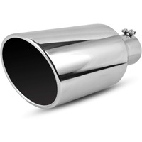 Autosaver88 3 Inch Inlet Exhaust Tip, 3" Inlet 6" Outlet 15" Long Exhaust Tip, Silver Stainless Steel Finish Tailpipe