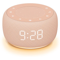 Buffbee Sound Machine & Alarm Clock 2-In-1, 0-100% Clock Face Brightness, Bottom Colored Light, Sleep Timer, Precise 30-Level Volume White Noise Machine, Digital Alarm Clocks For Bedrooms - Peach
