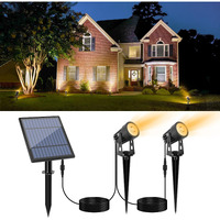 Aponuo Led Solar Spotlights 2W Solar Powered Landscape Lights Outdoor Spotlights Low Voltage Ip65 Waterproof 16.4Ft Cable Auto On/Off For Outdoor Garden Yard Landscape Downlight Warm White