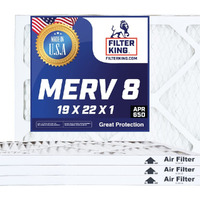 Filter King 19X22X1 Air Filters  4 Pack  Merv 8 Hvac Pleated Ac Furnace Filters, Increases Air Quality  Actual Size
