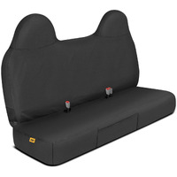 Caterpillar Custom Fit Front Bench Seat Cover With Utility Pockets For Ford F250 / F350 / F450 / F550 (1999-2007) - Durable Black Oxford Super Duty Interior Truck Seat Cover