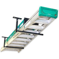 Storeyourboard Adjustable Ladder Ceiling Rack, Garage Storage Mount, Folding Ladders, Extension Ladders, Overhead Hanger