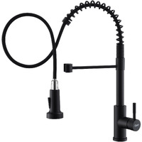 Gimili Black Kitchen Faucets With Pull Down Sprayer, Single Handle Spring Kitchen Faucet, Commercial Modern Rv Faucet For Kitchen Sink, Matte Black