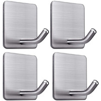 Fotyrig Heavy Duty Adhesive Towel Hooks Stick On Towel Holder Wall Hangers Waterproof Stainless Steel Sticky Hooks For Hanging Bathroom Kitchen Home-4 Packs