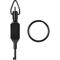 Jotovo Flat Knurled Swivel Key, Universal Standard Handcuff Key 4" Long With Detachable Keyring, Black