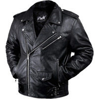 Hwk Brando Leather Motorcycle Jacket For Men, Genuine Black Leather Jacket With Removable Ce Armor & Micro Polyester Thermal Lining For Weather & Water Resistant Enduro Motorbike Riding - Xx Large