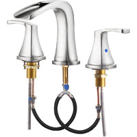 Parlos 2-Handle Widespread Waterfall Roman Bathtub Faucet Tub Filler With Valve, Brushed Nickel, 1434202