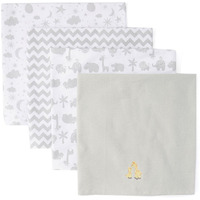 Spasilk Receiving Baby Blanket, 100% Cotton Flannel Blanket, Pack Of 4, Gray Giraffe