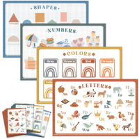 Babebay Disposable Placemats For Baby, 40 Pack Sticky Toddler Placemat For Restaurants, Dining Table, Party, Travel, 12" X 18" Placemats With 4 Designs, Fun And Learning Placemats For Kids