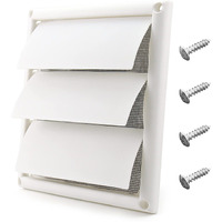 Funmit 6" Louvered Vent Cover 8" X 8" Oversize Outside Dimensions For Exterior Wall Vent Hood Outlet Airflow Vent Dryer Air Vent (White)