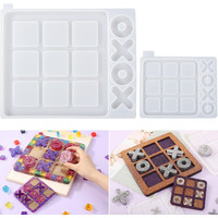 Let's Resin Large Tic Tac Toe Resin Mold 2Pcs, Tic Tac Toe Molds For Resin Casting, Large Epoxy Resin Silicone Molds For Diy Tabletop Board Game,Travel Game