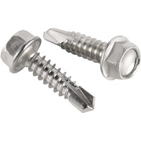 #10 X 3/4" (1/2" To 2-1/2" Available) Hex Washer Head Self Drilling Screws, Self Tapping Sheet Metal Tek Screws, 410 Stainless Steel, 100 Pcs