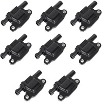 12611424 Ignition Coil Pack Compatible With Chevy Cadillac Gmc Pontiac 5.3L 6.0L V8 Engine G8 Grand Prix H3 Silverado Tahoe Yukon Impala - Replace # 12570616 D510C Uf413, Set Of 8 Ignition Coil