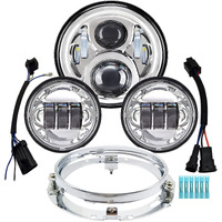 Alyoned 7 Inch Motorcycle Led Headlight 4.5" Fog Passing Lights Dot Kit Compatible With Harley Davidson Fat Boy Street Glide Heritage Softail Road King Switchback Electra Glide Ultra Classic Chrome