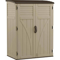 Suncast 54 Cubic Ft. Vertical Resin Outdoor Storage Shed, Sand, 52 X 32.5 X 71.5", Brown