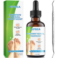 Ingrown Toenail Treatment W/Ingrown Toenail Drops Reliever & Softener,Double Sided Pedicure Nail Lifter Tool For Easy Trimming Care Thick Nail & Ingrown Toe Nail,Toenail Cleaner Kit For Men Women