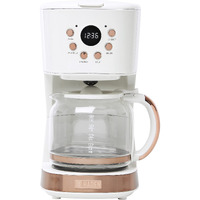 Haden 75092 Heritage Innovative 12 Cup Capacity Programmable Vintage Retro Home Countertop Coffee Maker Machine With Glass Carafe, Ivory/Copper