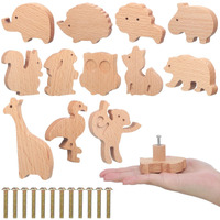 Wooden Animal Cabinet Knobs Decorative Wood Dresser Knobs With Screws Dresser Pulls Wood Marine Woodland Animals Knobs Furniture Knobs Nursery Drawer Handles For Decor (Woodland Animal,12 Sets)