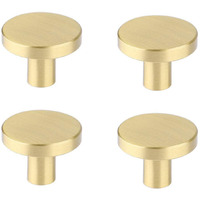 Rzdeal Cabinet Knobs Solid Brass Round Dresser Drawer Knobs And Pulls Simple Decorative Kitchen Cabinet Door Handles (4Pcs, 1.1"X0.78")