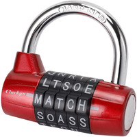 Gym Locker Lock,5 Letter Heavy Duty Alloy Padlock Password Sturdy Security Padlock-Easy To Set Your Own Keyless Resettable Combo Red