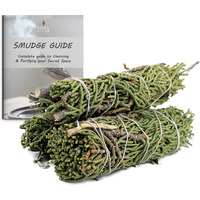 Smudge Sticks 3 Pack For Cleansing House, Meditation, Yoga, Negative Energy Cleanse, And Smudging With Starter Guide  4 Inch Organic Sage Bundles (Juniper)