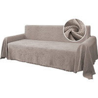 H.Versailtex Cotton Sofa Covers Couch Cover Sofa Slipcover For Most Shape Sofas, Feature Thick Woven Jacquard Seamless With Tassels, Multi-Use Decorative For Couch (Xx-Large: 91" X 134", Sand)